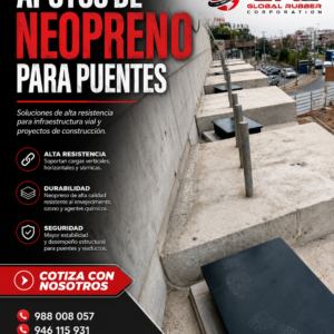 Apoyos de neopreno para puentes instalados en estructura de concreto – Global Rubber Corporation Perú