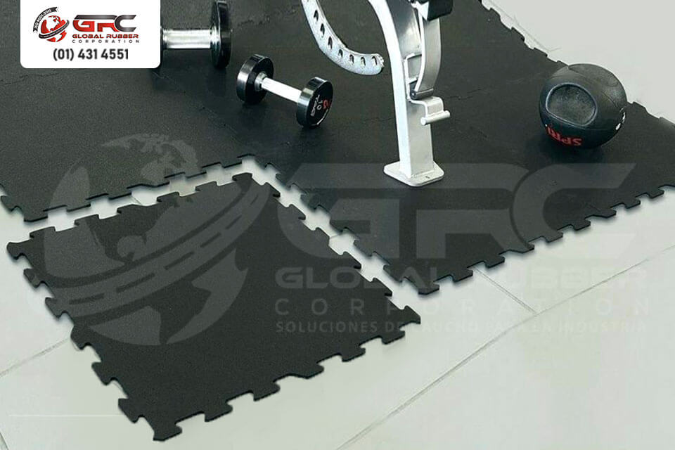 Losetas interlock de caucho para gimnasio, sistema modular encajable sin pegamento