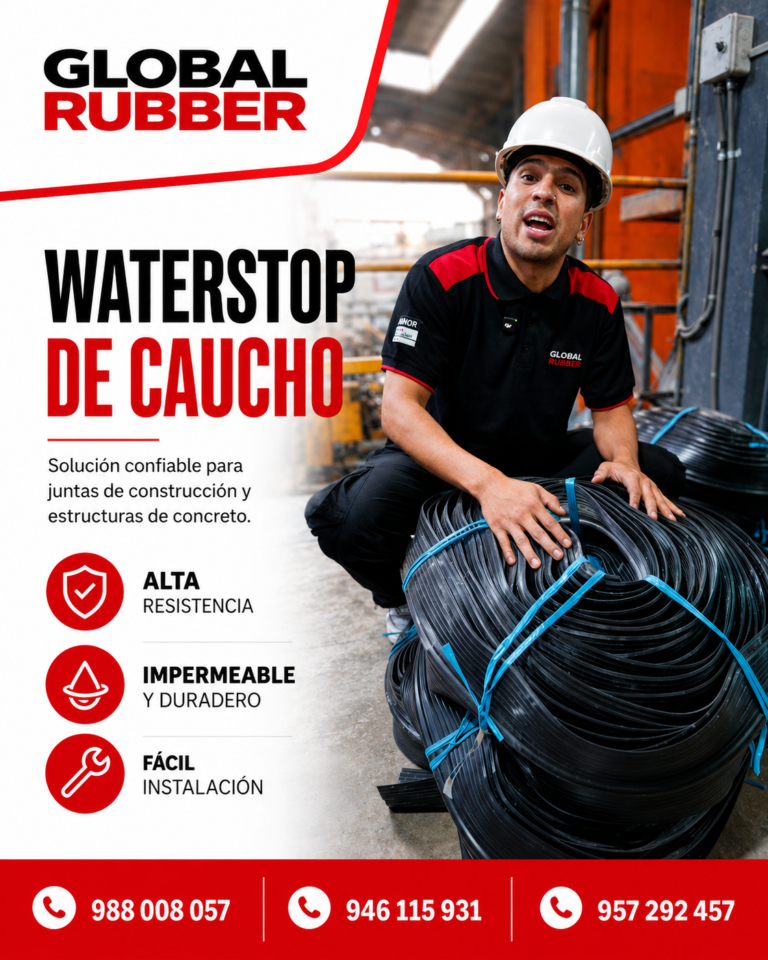 Waterstop de caucho de 6 pulgadas para juntas de concreto, disponible de 4", 6", 8", 10" y 12" hasta 50"