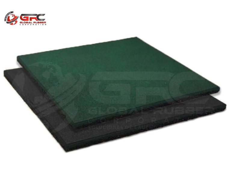 Baldosa de caucho verde de 50x50 cm para gimnasio