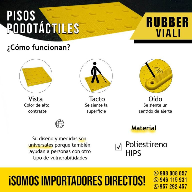 Piso podotáctil de policarbonato HIPS