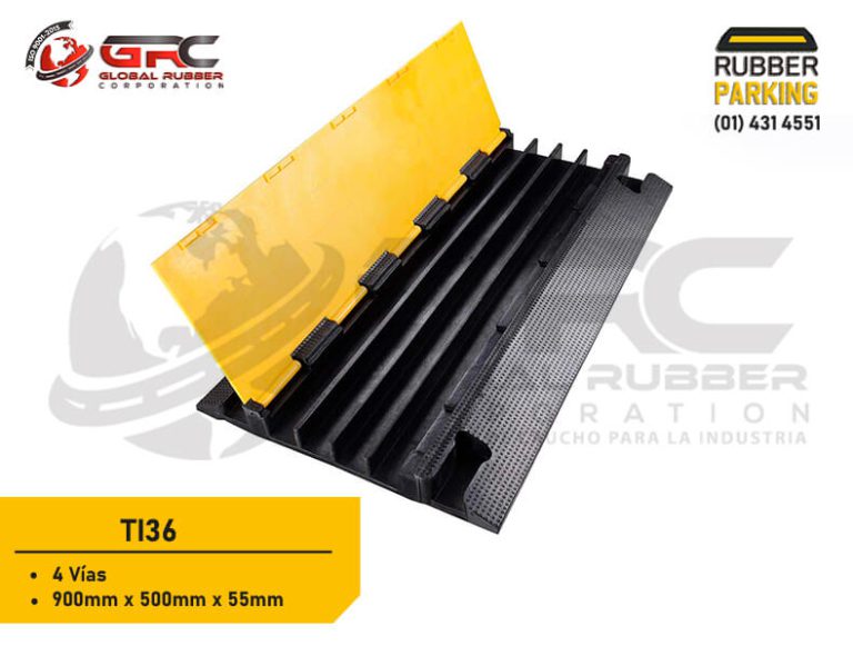 Protector de cables de caucho TI36 de 4 vías con la tapa de PVC amarilla abierta