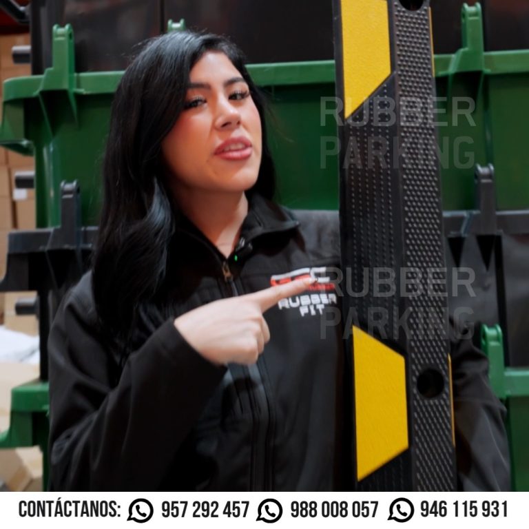 Topellanta de caucho de 1.80 m en posición vertical mostrada en almacén