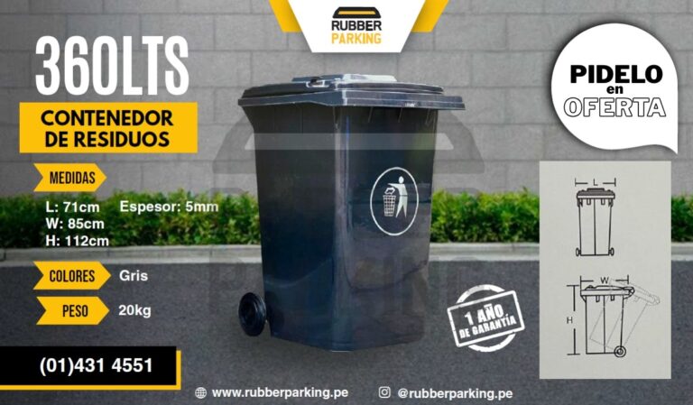 Contenedor de Basura 360 litros con 2 ruedas de caucho