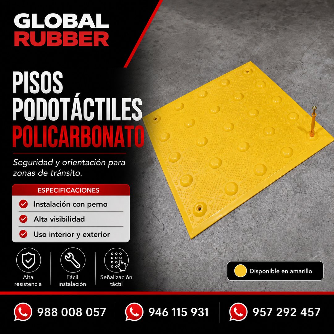 Piso podotáctil de policarbonato HIPS 30x30 cm