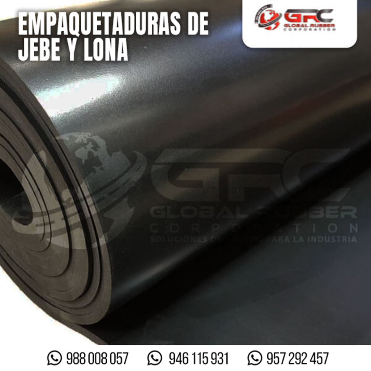 Rollo de jebe negro para fabricar empaquetaduras industriales a medida