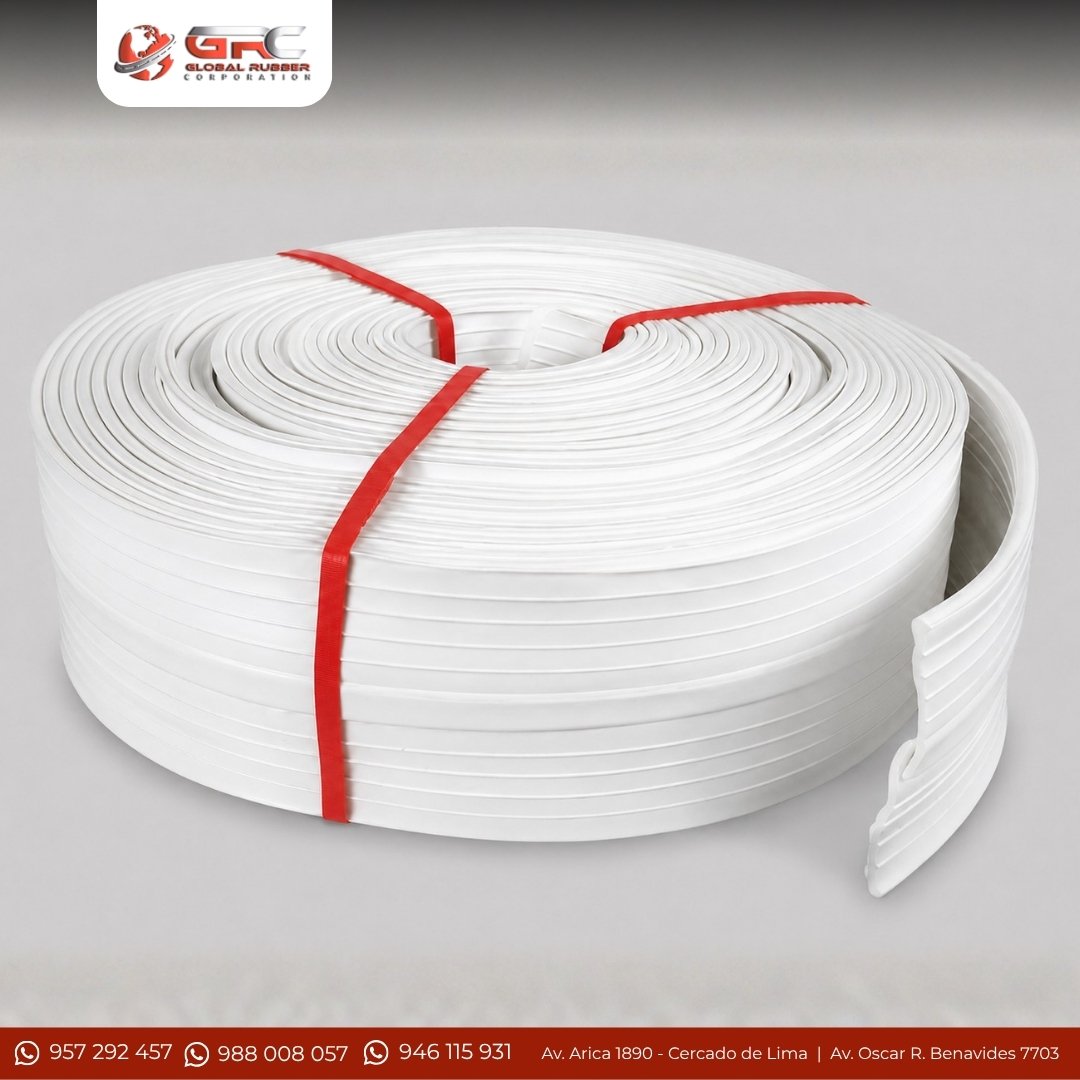 Rollo de water stop de PVC blanco de 25 metros con amarre rojo