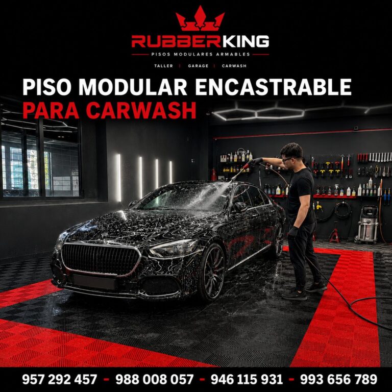 Piso modular drenante instalado en zona de lavado de autos