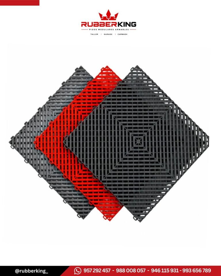 Piso modular encastrable en damero negro y gris