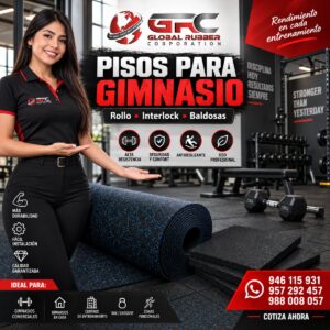 Pisos de caucho para gimnasio en rollo, interlock y baldosas de Global Rubber Corporation