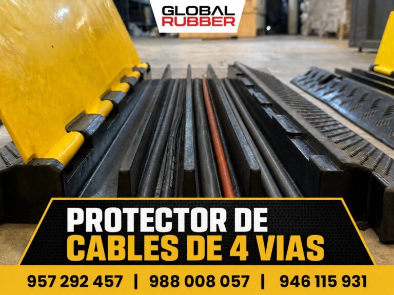 Detalle de los cuatro canales de 40 x 45 mm del protector de cables con los cables ya instalados
