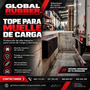 Tope de muelle de carga instalado en el andén de un centro de distribución